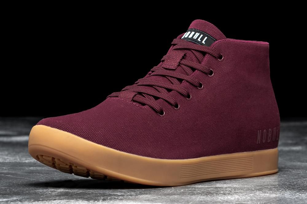 NOBULL Men's Cabernet Gum Canvas Mid Training Shoes - Burgundy - Ireland (7816VYBQI)